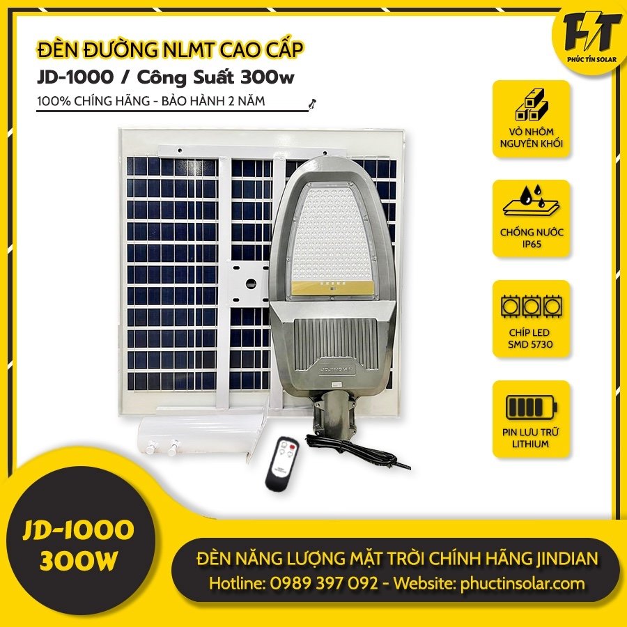 Đèn đường năng lượng mặt trời 300w JD-1000
